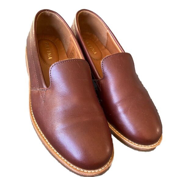 Patina Portland Leather Rounded Loafer Cognac Women's US 7.5 Slip On Round Toe - Picture 1 of 9